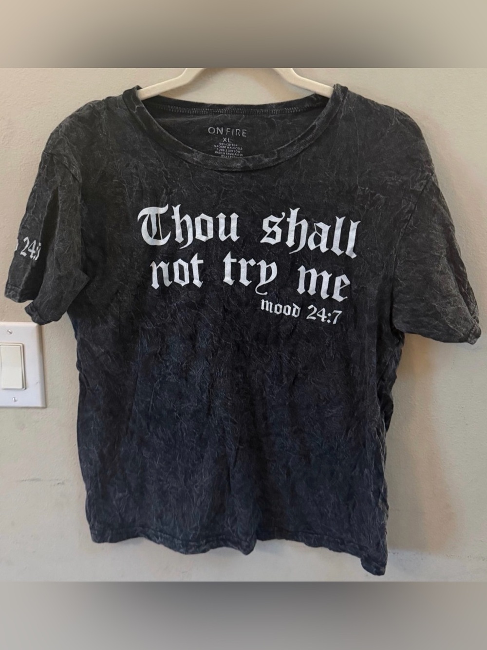 On Fire Black Graphic Tee - Thou Shall Not Try Me Mood 24:7